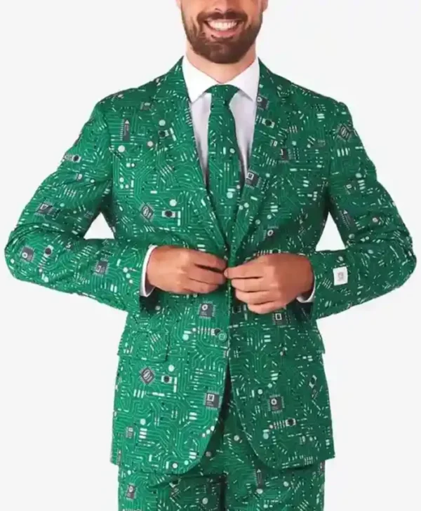 Stylish Cool Circuit Green Printed Suit