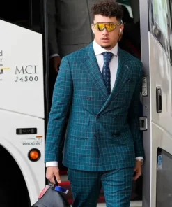Super Bowl Lix Patrick Mahomes Blue Plaid Suit