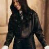 Sweetness 2025 Amanda Brugel Black Leather Biker Jacket
