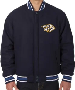 Team Nashville Predators Blue Wool Bomber Jacket