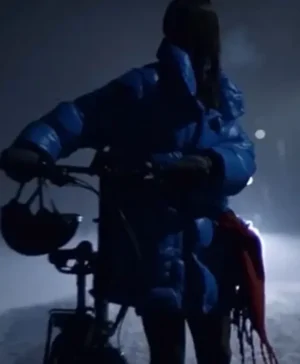 The Åre Murders 2025 Hanna Ahlander Puffer Blue Jacket
