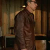 The Brutalist Jonathan Hyde Leather Brown Jacket For Sale