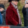 The Housemaid 2025 Paul Feig Red Shearling Blazer