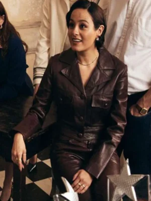 The Studio Chase Sui Wonders Brown Leather Jacket For Sale