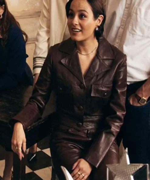 The Studio Chase Sui Wonders Brown Leather Jacket For Sale