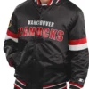 Vancouver Canucks The Enforcer Black Satin Varsity Jacket