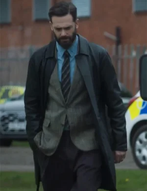 Vera DS Joe Ashworth Black Leather Coat For Sale