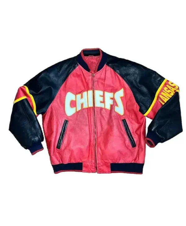 Vintage 1990s Kansas City Zipper PU Leather Jacket