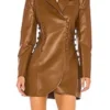 Will Trent S03 Amanda Brown Leather Blazer For Women