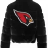 Women’s Arizona Cardinals Fur Black Bomber Jacket