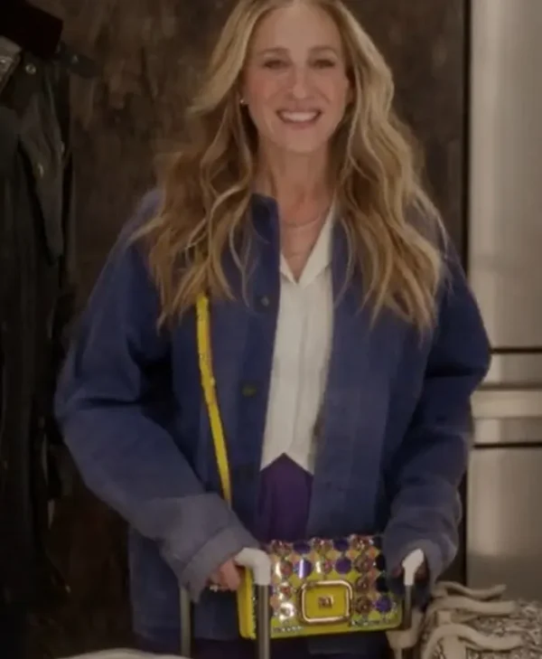 And Just Like That Sarah Jessica Blue Shirt Jacket