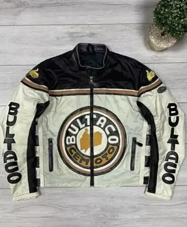 Bultaco Cemoto White & Black Moto Leather Jacket