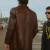 Bupkis 2023 Pete Davidson Leather Brown Jacket