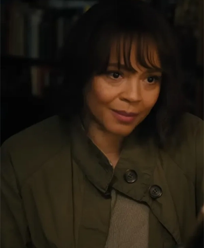 Carmen Ejogo Fountain of Youth 2025 Green Cotton Jacket For Sale