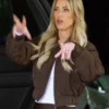 Christina Hall The Flip Off S01 Brown Bomber Jacket
