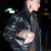 Gigi Hadid 2025 Black Leather Jacket For Women