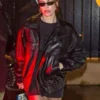 Hailey Bieber PFW 2025 Black Leather Jacket For Women