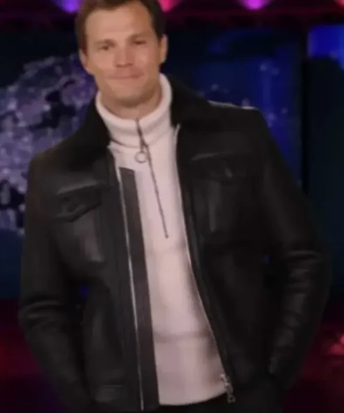 Heart of Stone 2023 Jamie Dornan Shearling Black Jacket