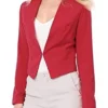 House of Payne S11 Collarless Red Cropped Blazer