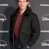 James Marsden Paradise 2025 Black Fur Bomber Jacket