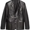 Kate Hudson Running Point S01 Black Leather Blazer For Sale