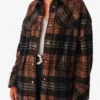 Minka Kelly Ransom Canyon 2025 Brown Plaid Shacket For Sale