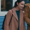 Sofia Carson The Life List 2025 Brown Wool Coat For Women