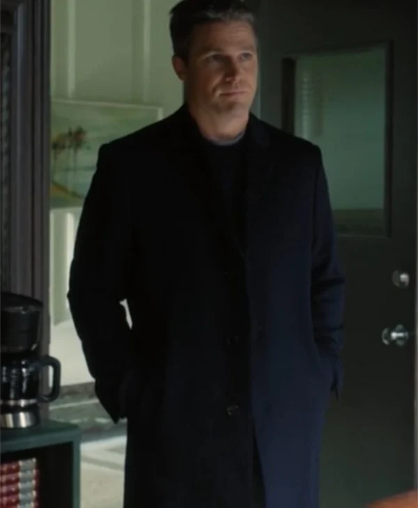 Stephen Amell Suits LA 2025 Black Wool Coat