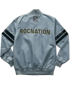Super Bowl NFL 2025 Grey Satin Varsity Jacket Back