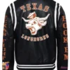 Texas Longhorns Black Varsity Leather Jacket Back