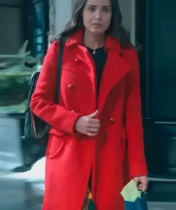 The Life List 2025 Sofia Carson Red Wool Coat