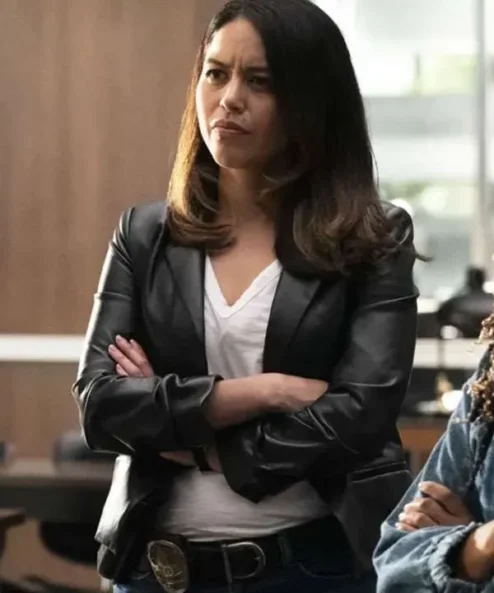 The Rookie S07 Angela Lopez Black Leather Blazer