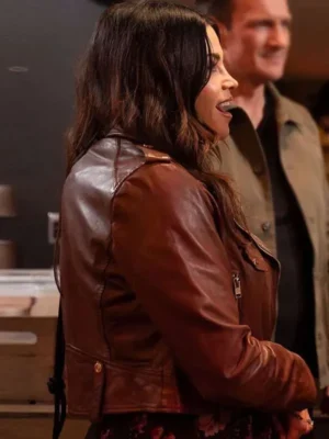 The Rookie S07 Jenna Dewan Brown Leather Jacket Back