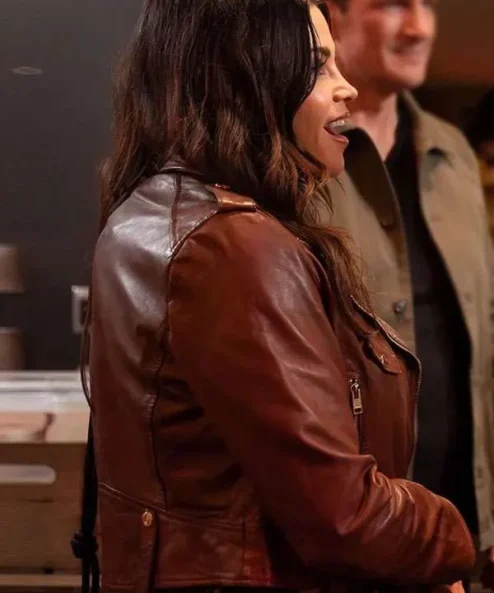 The Rookie S07 Jenna Dewan Brown Leather Jacket Back