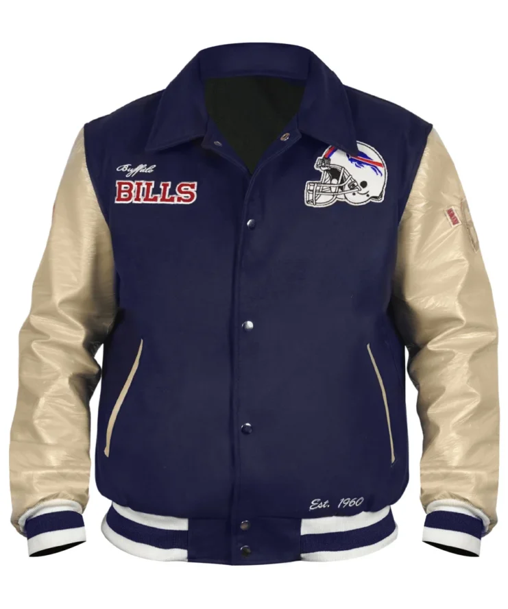 Buffalo Bills Navy And Off-White Varsity Jacket