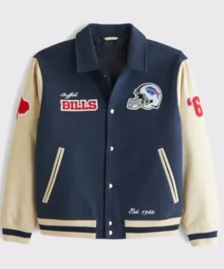 Buffalo Bills Navy And Off White Varsity Jacket