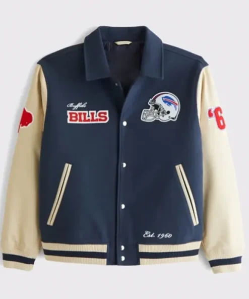 Buffalo Bills Navy And Off White Varsity Jacket