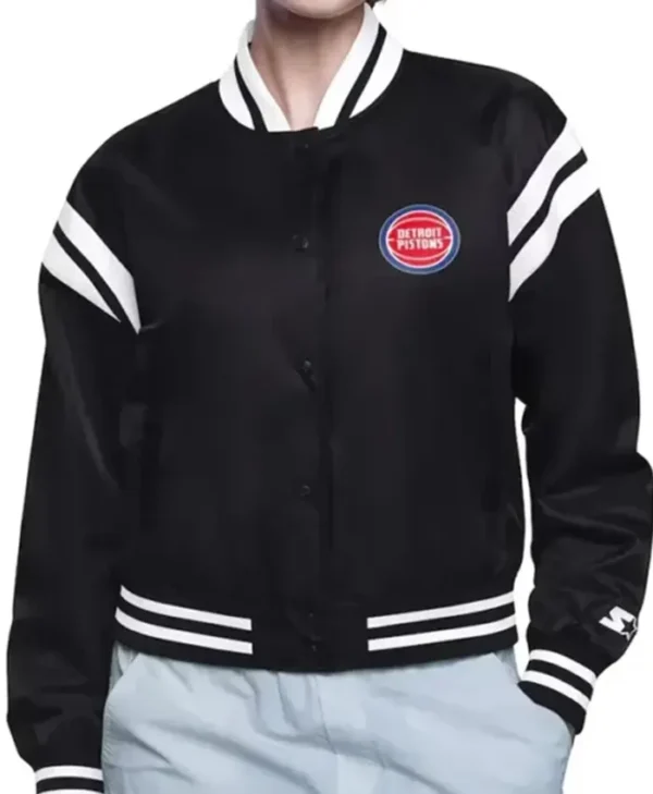 Detroit Pistons Black Logo Varsity Jacket