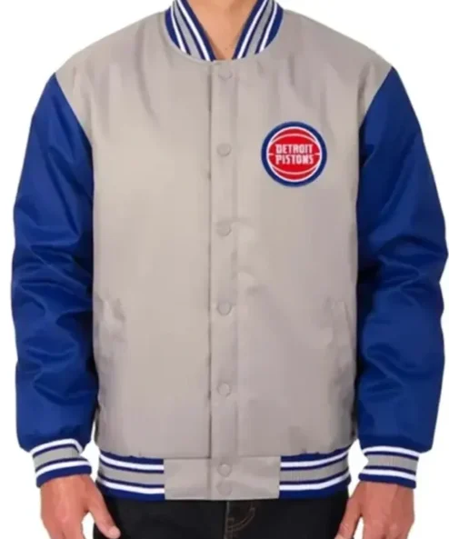 Detroit Pistons Gray Varsity Jacket