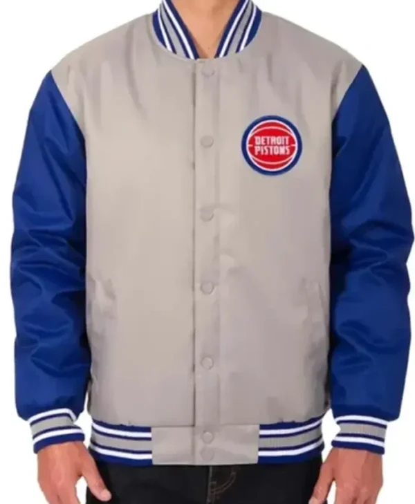 Detroit Pistons Gray Varsity Jacket