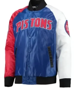 Detroit Pistons Tricolor Varsity Jacket