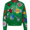 Jeff Hamilton X NBA Teams Logo Leather Green Jacket