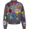 Jeff Hamilton X NBA Teams Logo Leather Grey Jacket