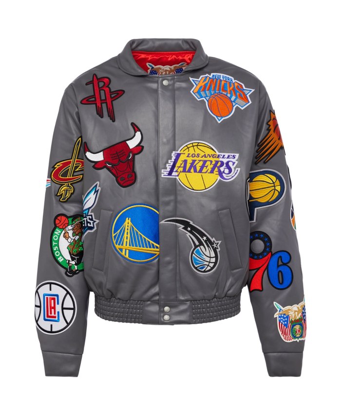 Jeff Hamilton X NBA Teams Logo Leather Grey Jacket