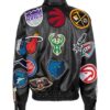 Shop Now Jeff Hamilton X NBA Teams Logo Patch Black Leather Jacket