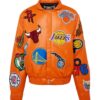 Jeff Hamilton X NBA Teams Logo Leather Jacket - Orange