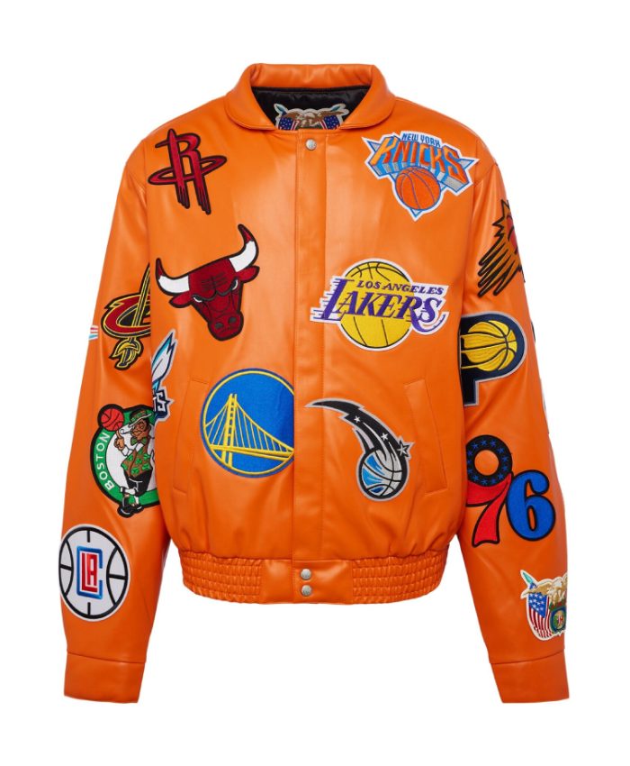 Jeff Hamilton X NBA Teams Logo Leather Jacket - Orange