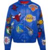 Jeff Hamilton X NBA Teams Logo Leather Navy Jacket