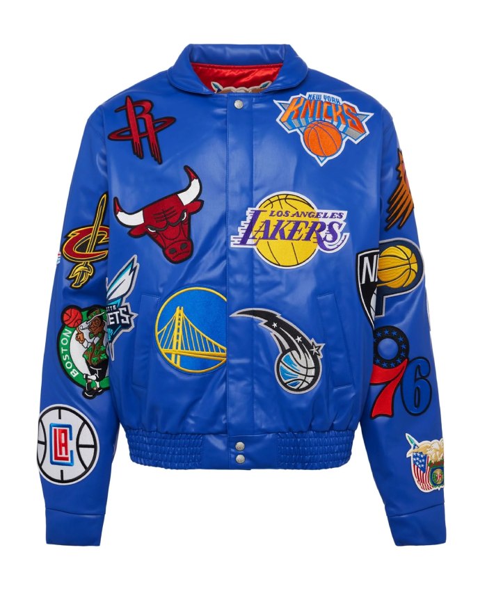 Jeff Hamilton X NBA Teams Logo Leather Navy Jacket