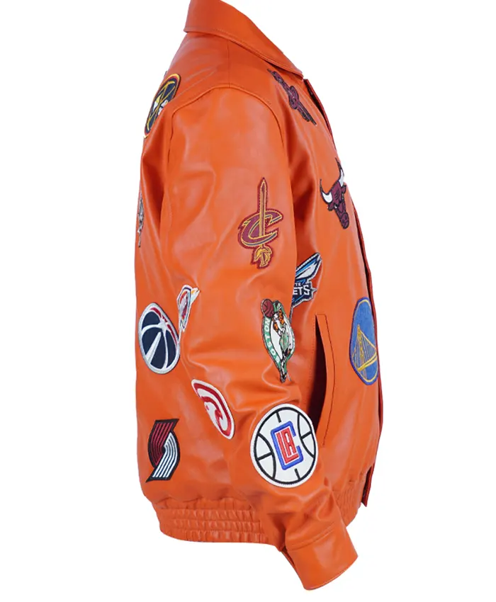 Jeff Hamilton X NBA Teams Logo Patch Leather Jacket